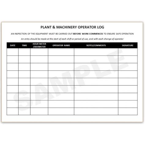 plant operator log book